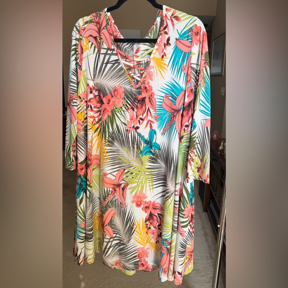 Tropical Floral Women's Tunic Dress